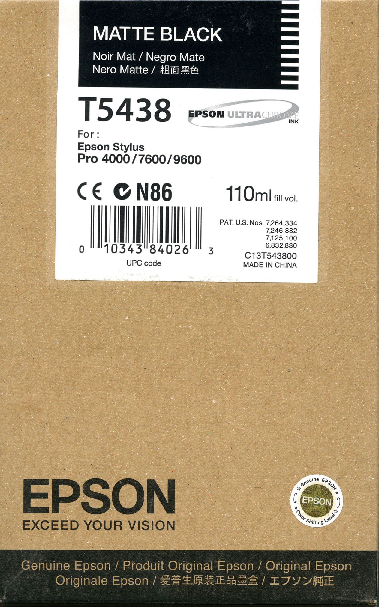 Epson T543800  Cartuccia nero/matte, capacit� 110ml 