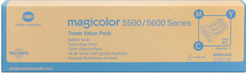konica Minolta a06vj53 multipack 3 colori: cyano, magenta, giallo. Durata indicata 12.000 pagine