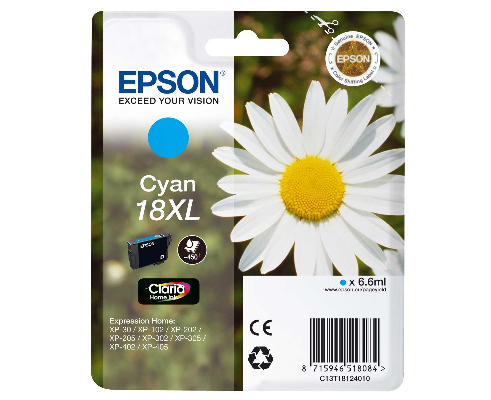 Epson C13T18124010 cartuccia cyano,  durata 450 pagine